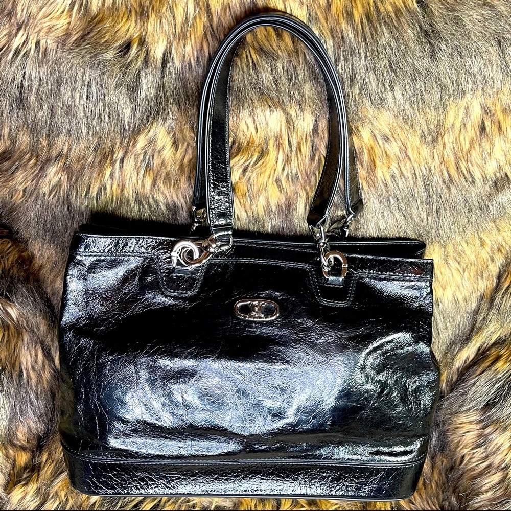 Celine Black Patent Leather Vintage Shoulder/handbag